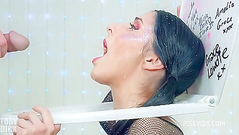 Busty brunette fucked by foot girls