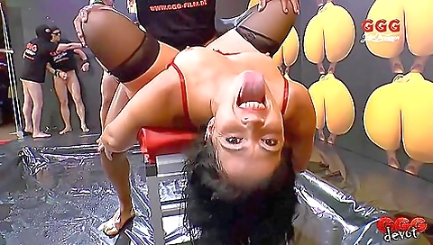 Sexy chick masturbates with a stripper