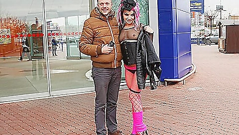 Bitchy goth chick has real group sex